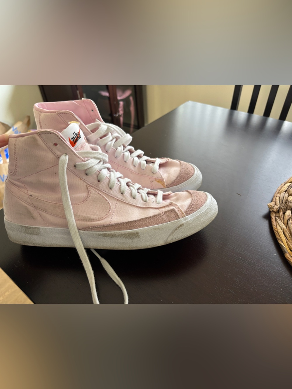 Classic High-Top Sneakers in Light Pink